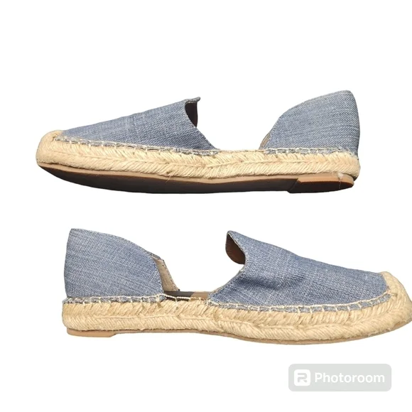 Dolce Vita D'Orsay Blue Linen Women’s Espadrilles Sandel Flats Size Sz. 7 - Picture 2 of 8
